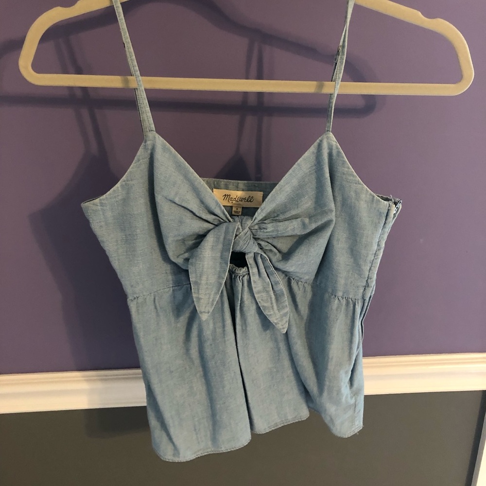 Madewell denim tie front tank